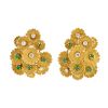 Vintage   1970's earrings for non pierced ears in yellow gold, diamonds and emerald - 00pp thumbnail