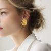 Orecchini a clip  Vintage  in oro giallo, diamanti e smeraldo - Detail D1 thumbnail