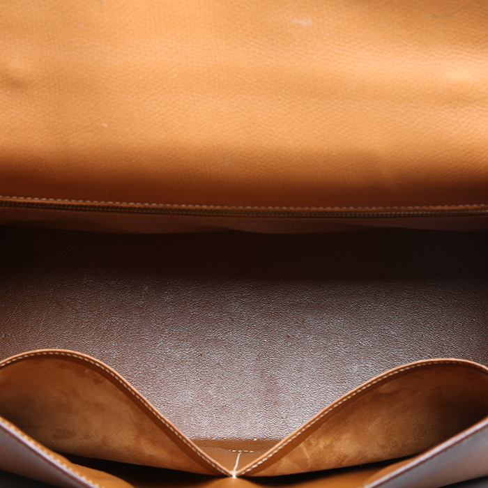 Bolso de mano Hermès  Kelly 35 cm en cuero Courchevel color oro - Detail D2