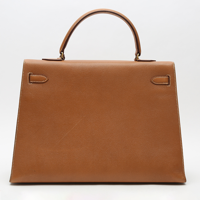 Sac à main Hermès  Kelly 35 cm en cuir Courchevel gold - Detail D8