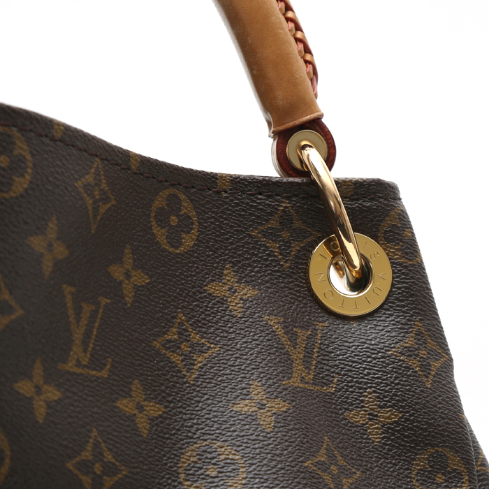 Louis Vuitton  Artsy handbag  in brown monogram canvas  and natural leather - Detail D1
