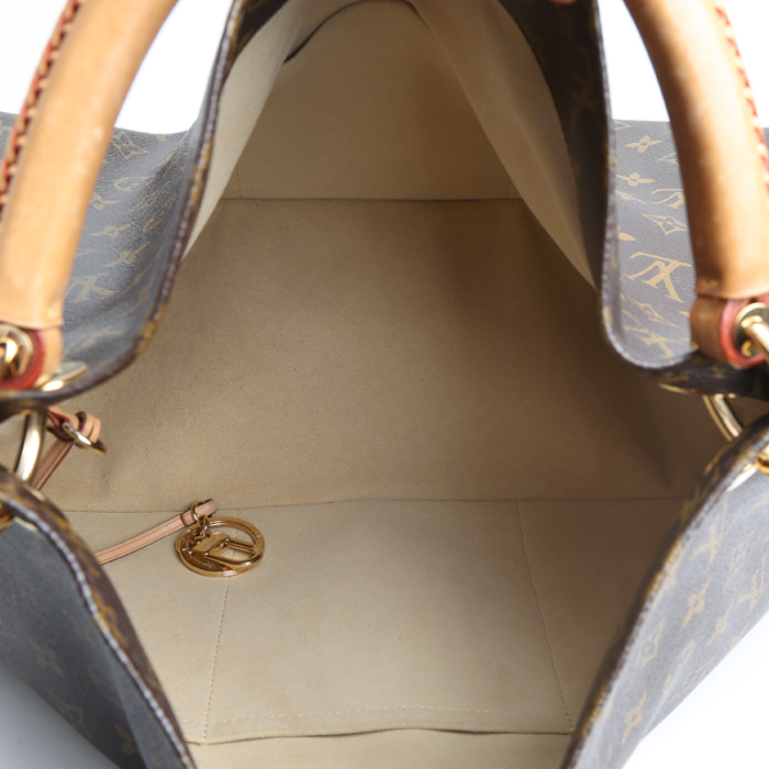 Bolso de mano Louis Vuitton  Artsy en lona Monogram marrón y cuero natural - Detail D3