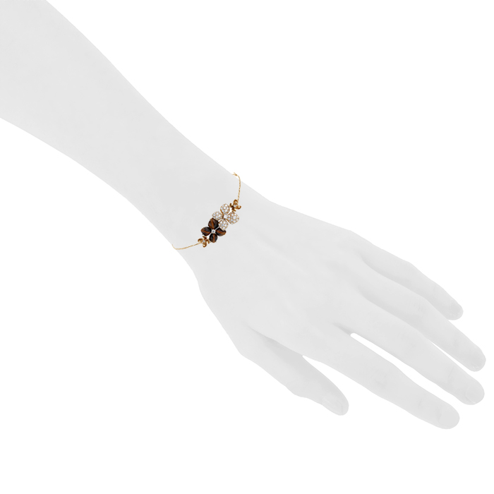 Brazalete Chaumet Hortensia de oro amarillo, diamantes y ojo de tigre - Detail D1