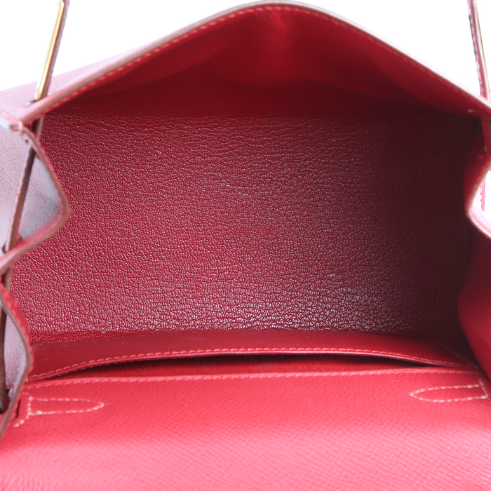 Sac à main Hermès  Kelly 20 cm en cuir Courchevel rouge - Detail D3