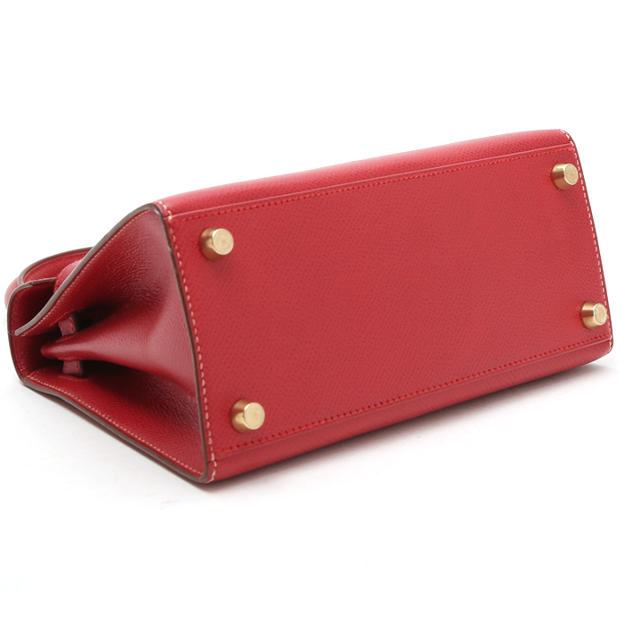 Borsa Hermès  Kelly 20 cm in pelle Courchevel rossa - Detail D5