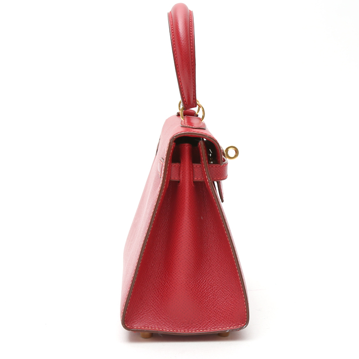 Borsa Hermès  Kelly 20 cm in pelle Courchevel rossa - Detail D7