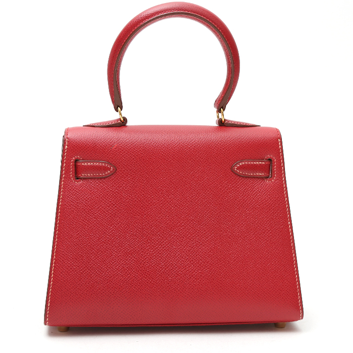 Sac à main Hermès  Kelly 20 cm en cuir Courchevel rouge - Detail D8