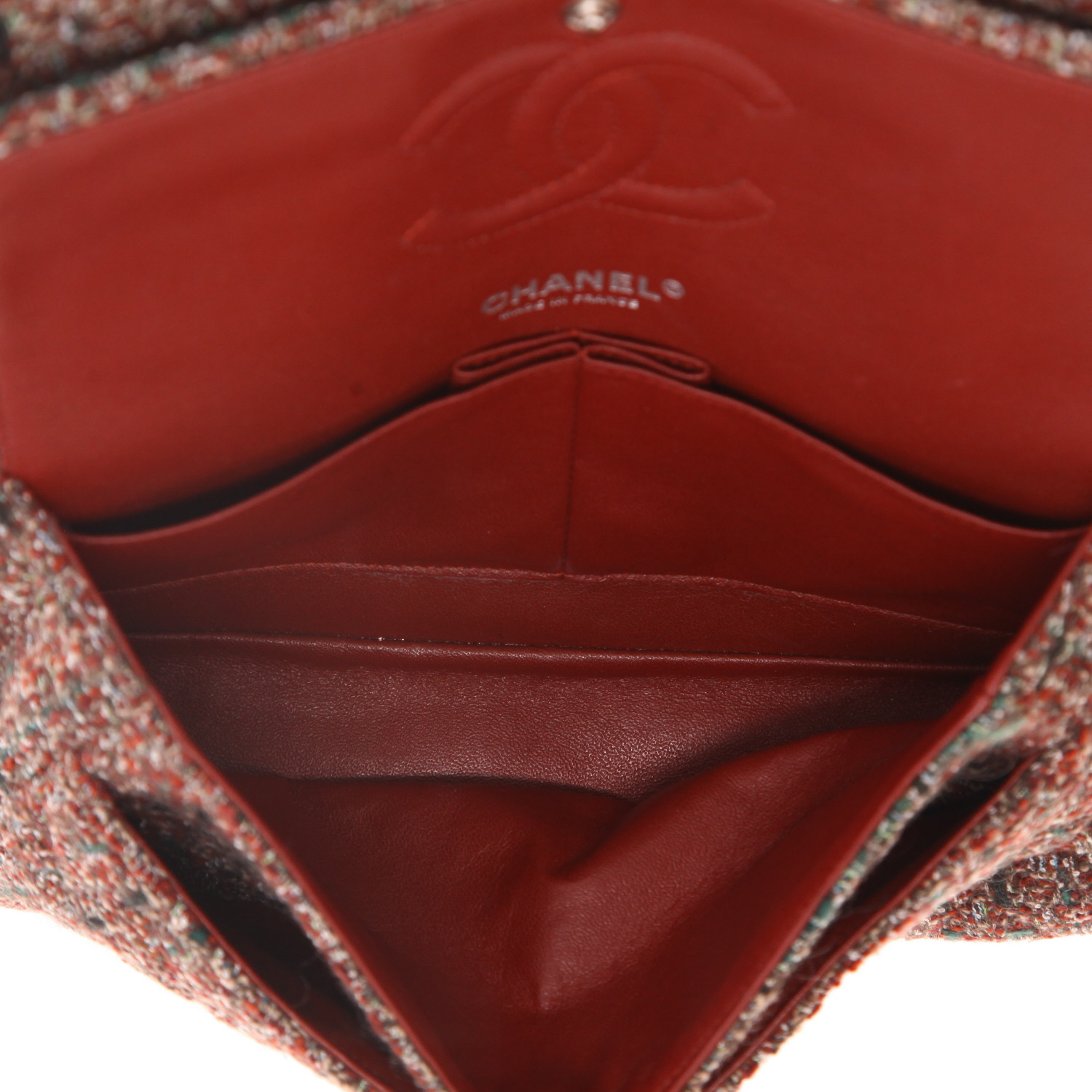 Chanel  Timeless Classic handbag  in red and green tweed - Detail D3