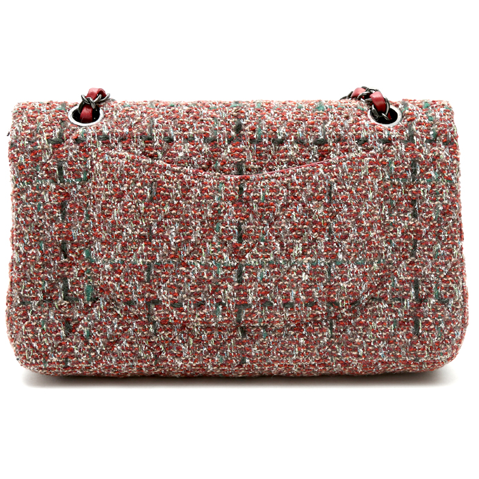 Bolso de mano Chanel  Timeless Classic en tweed rojo y verde - Detail D8