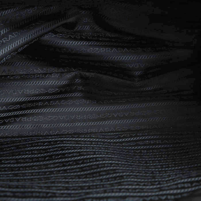 Sac cabas Prada   en toile noire et cuir noir - Detail D4
