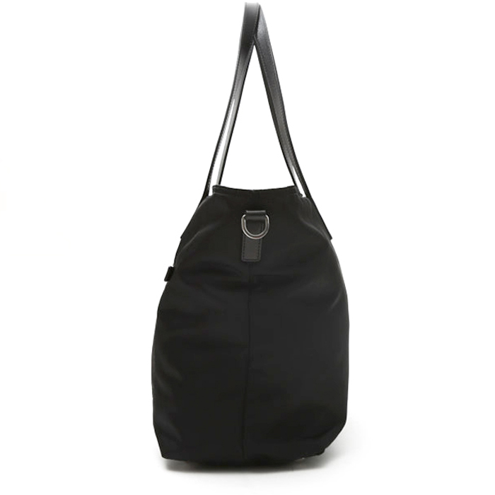 Prada shopping bag in black canvas and black leather - Detail D7