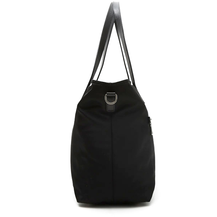 Prada shopping bag in black canvas and black leather - Detail D8