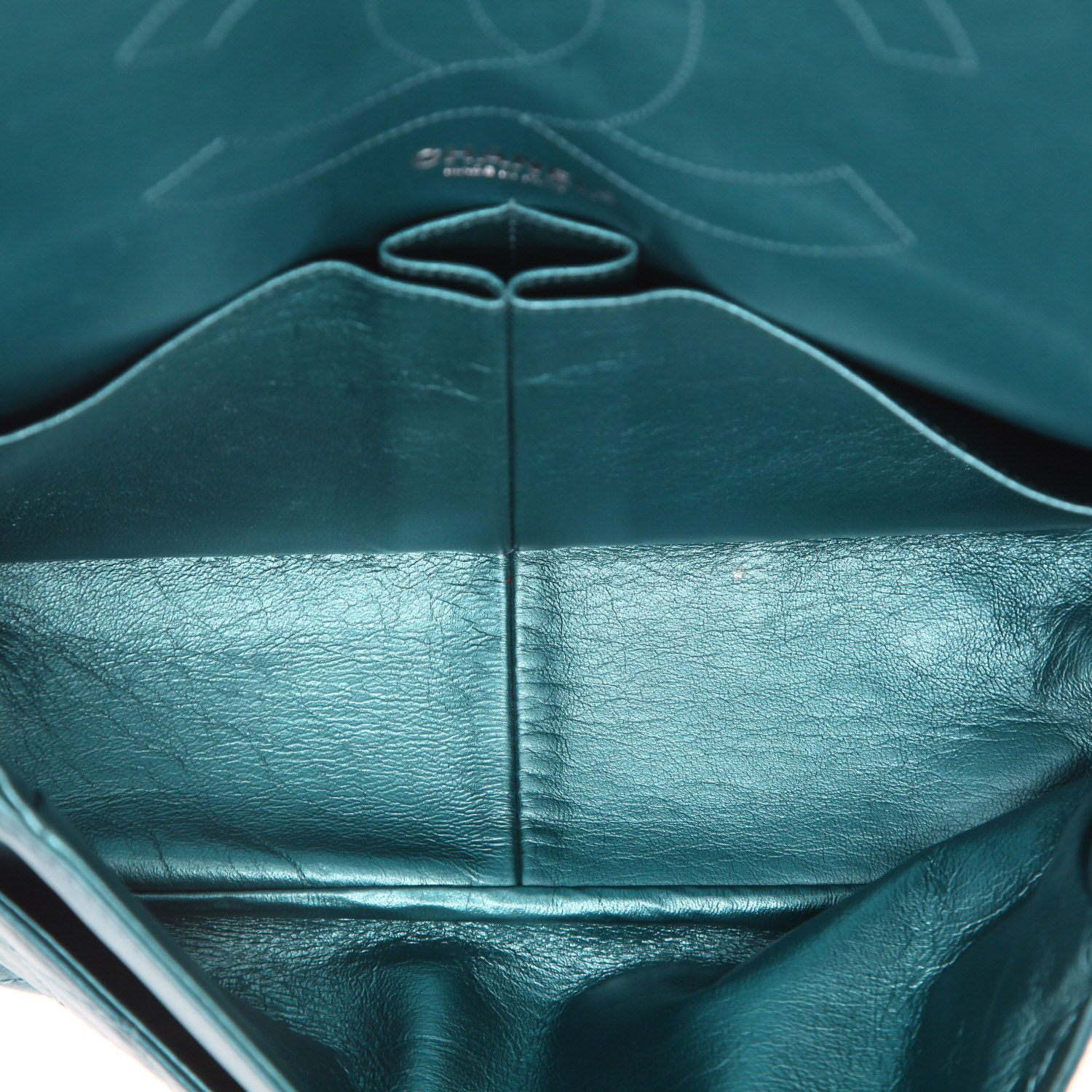 Borsa a tracolla Chanel 2.55 in pelle trapuntata blu metallizzato - Detail D3