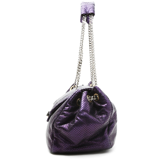 Sac à main Chanel 2.55 en cuir irisé violet - Detail D6