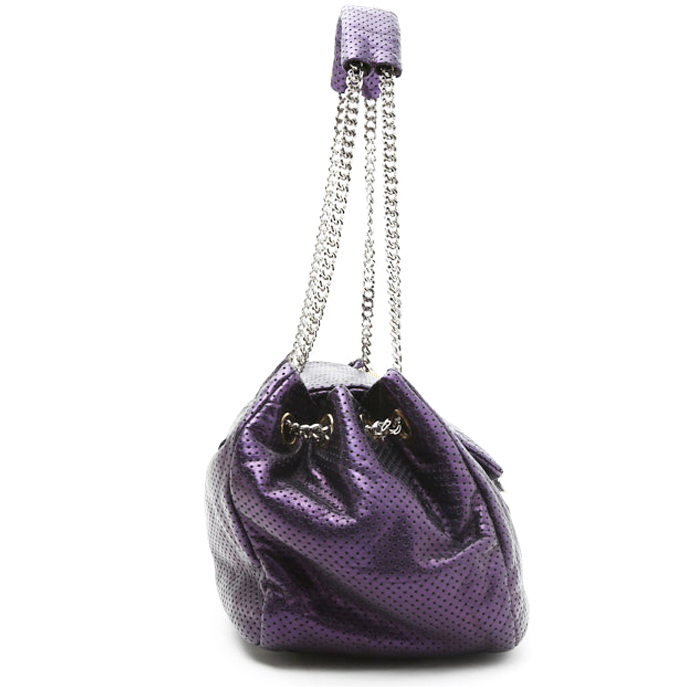 Sac à main Chanel 2.55 en cuir irisé violet - Detail D7
