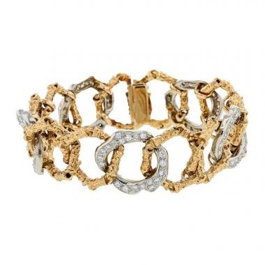 Bracelet Vintage  en or jaune, or blanc et diamants