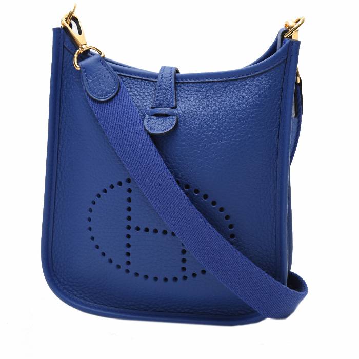 New in Box Hermes Mini Evelyne Etoupe Blue Bag