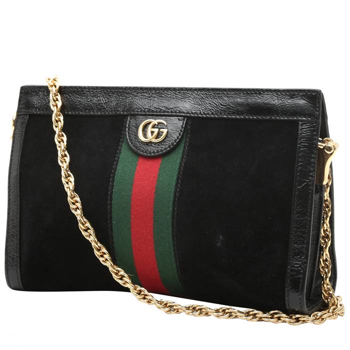 00pp gucci ophidia handbag in black suede and black leather