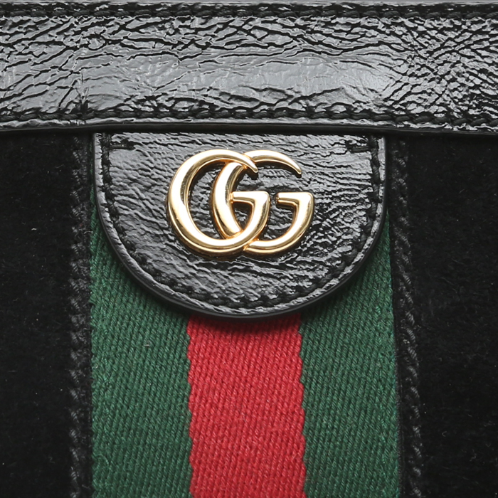 Sac à main Gucci  Ophidia en daim noir et cuir noir - Detail D1