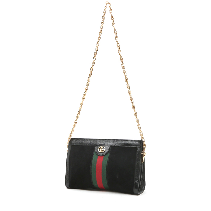 Borsa Gucci  Ophidia in camoscio nero e pelle nera - Detail D2