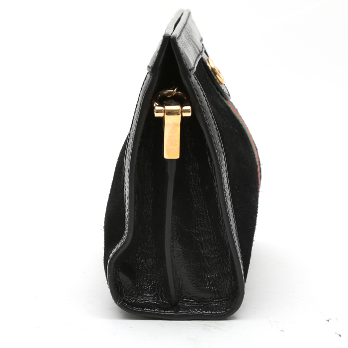Bolso de mano Gucci  Ophidia en ante negro y cuero negro - Detail D6