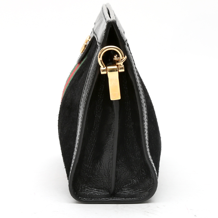 Sac à main Gucci  Ophidia en daim noir et cuir noir - Detail D7