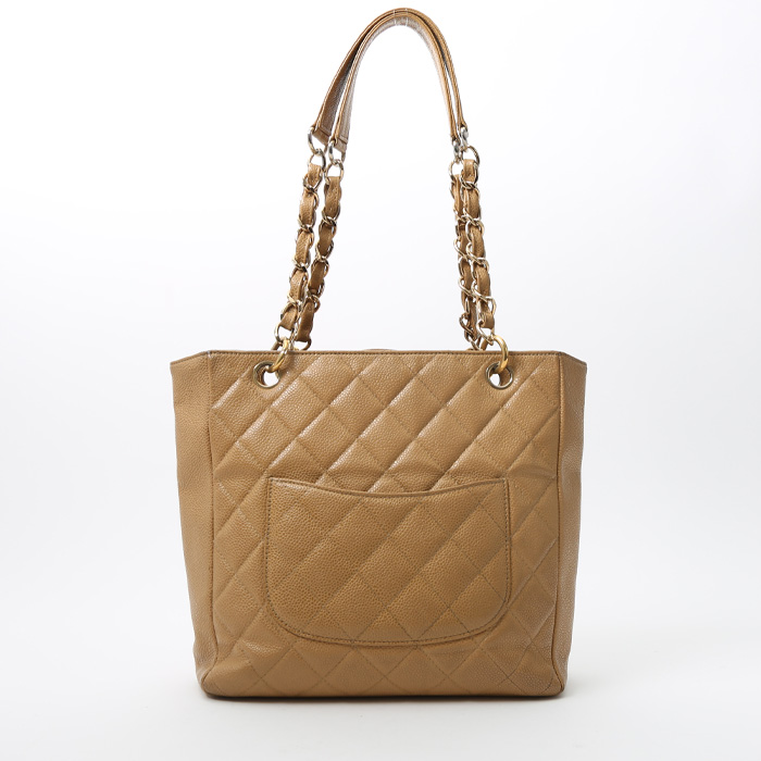 Chanel Shopping GST handbag in beige quilted grained leather - Detail D7