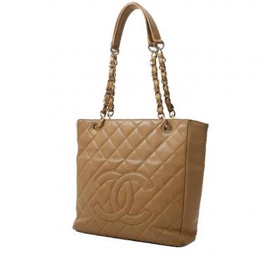 Sac à main Chanel  Shopping GST en cuir grainé matelassé beige