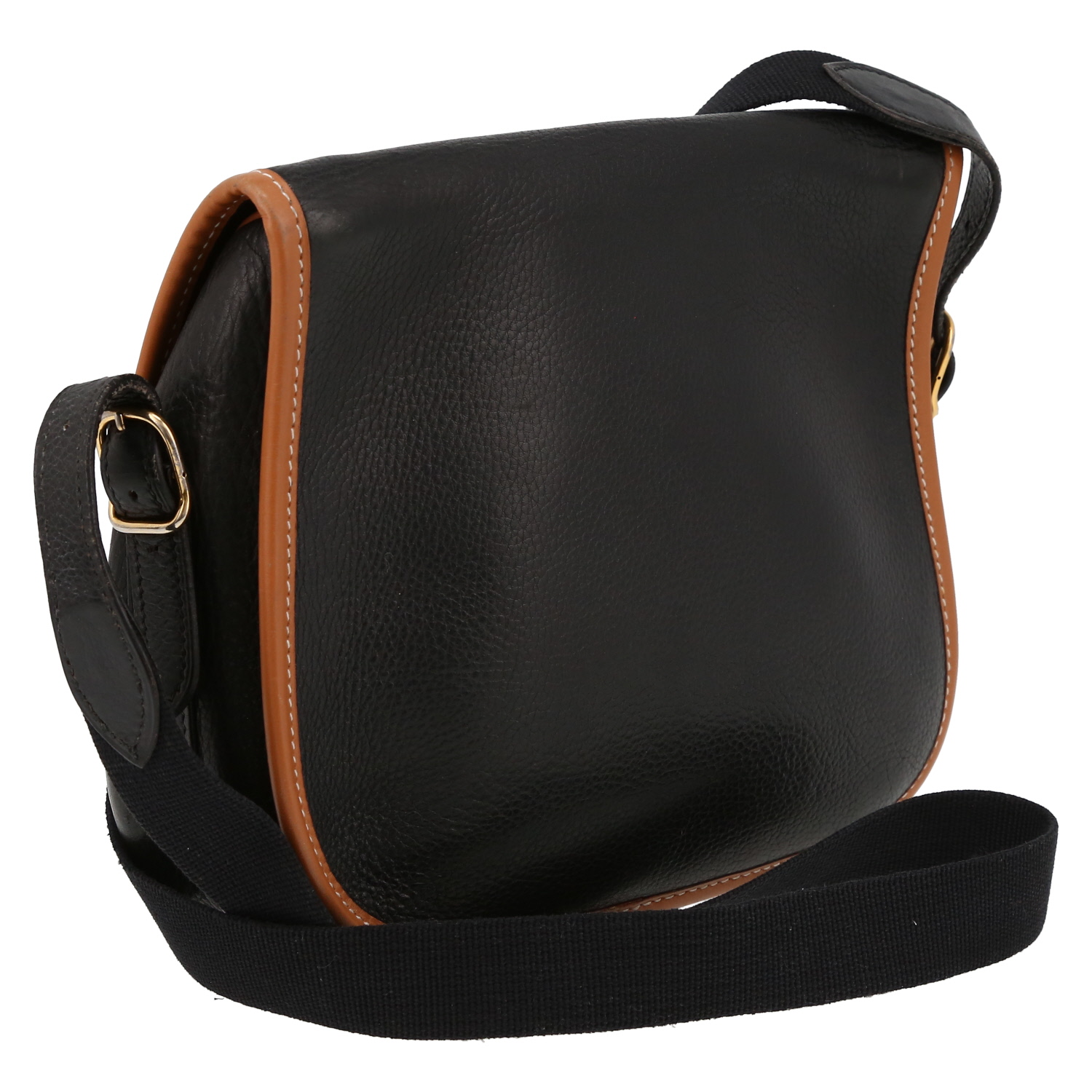 Hermès  Duffle shoulder bag  in black and gold Fjord leather - Detail D6