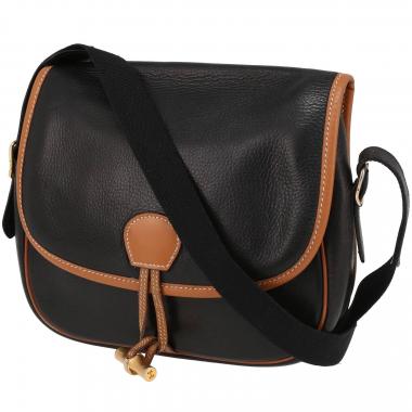 Borsa a tracolla Hermès  Duffle in pelle Fjord nera e gold