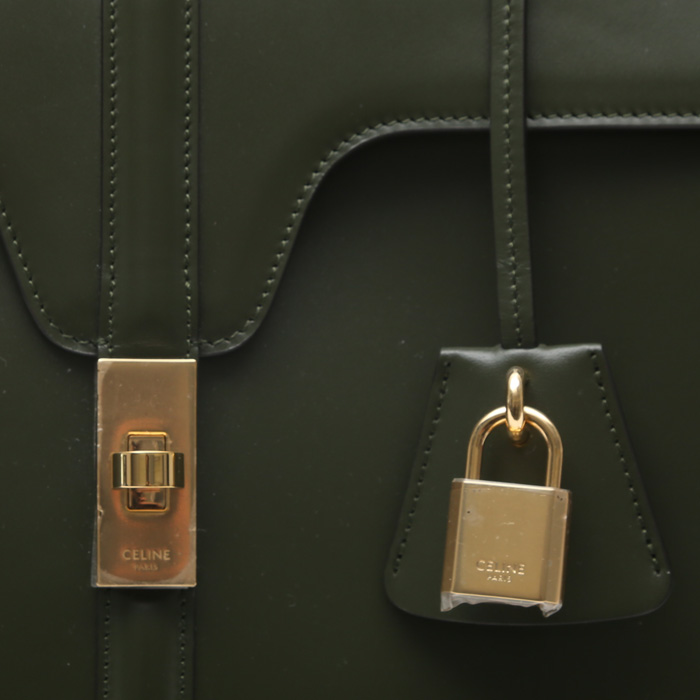 Sac à main Celine  16 en cuir vert - Detail D1