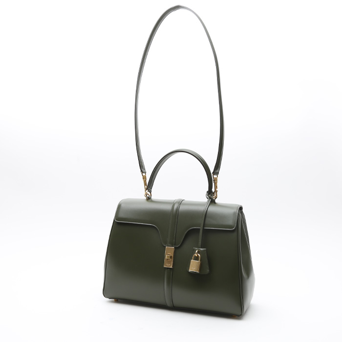 Sac à main Celine  16 en cuir vert - Detail D2