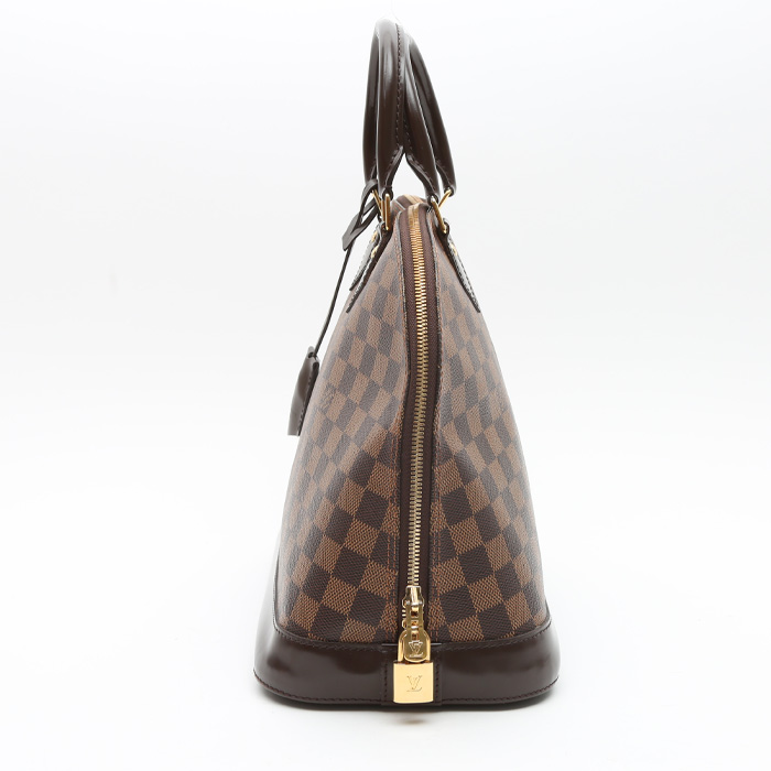 Louis Vuitton  Alma handbag  in ebene damier canvas  and brown - Detail D7
