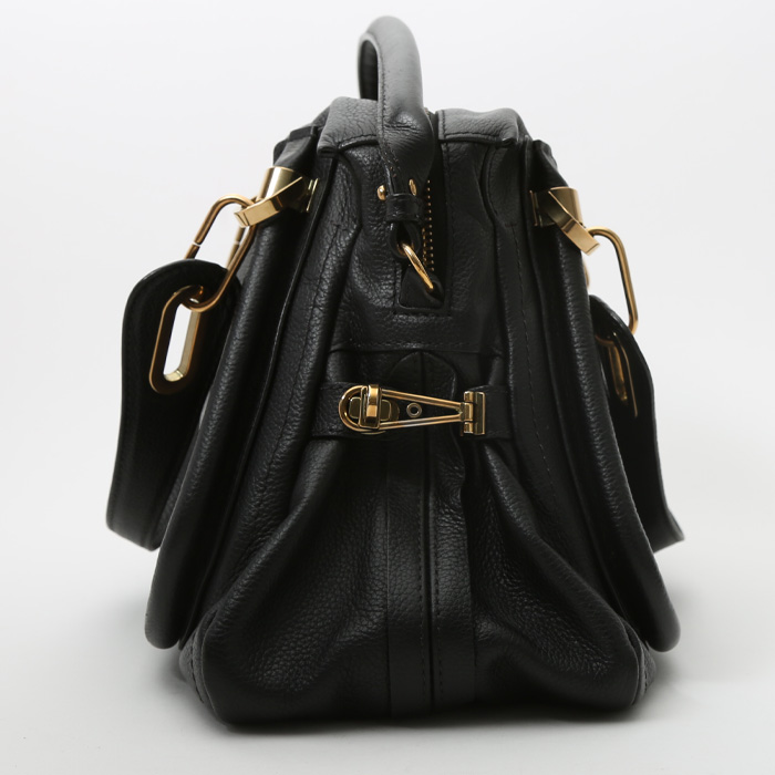 Chloé  Paraty shoulder bag  in black grained leather - Detail D6