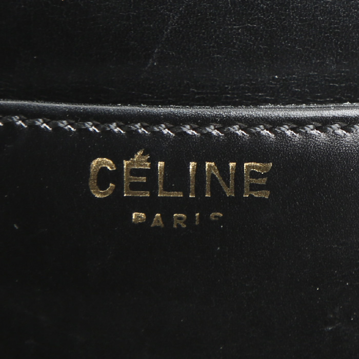 Bolso para llevar al hombro o en la mano Celine  Vintage en cuero negro - Detail D4