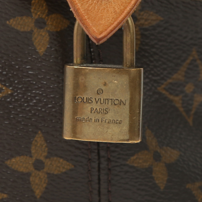 Bolso de mano Louis Vuitton Lockit en lona Monogram marrón y cuero natural - Detail D1
