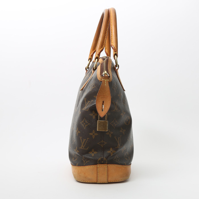 Bolso de mano Louis Vuitton Lockit en lona Monogram marrón y cuero natural - Detail D5