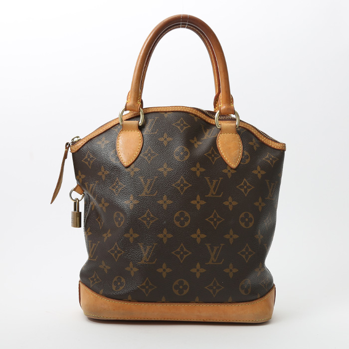 Bolso de mano Louis Vuitton Lockit en lona Monogram marrón y cuero natural - Detail D7