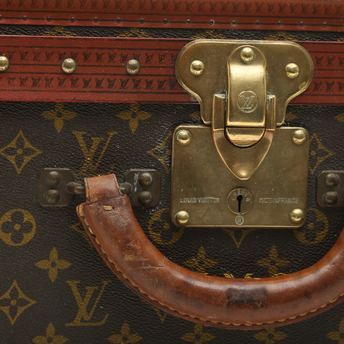 Valise Louis Vuitton  Alzer 60 en toile monogram marron et cuir naturel - Detail D1