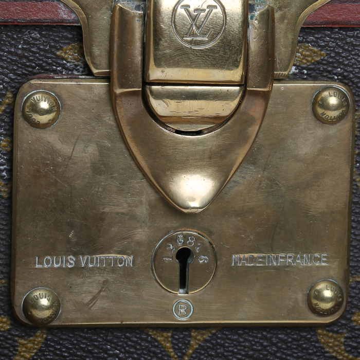 Valise Louis Vuitton  Alzer 60 en toile monogram marron et cuir naturel - Detail D3