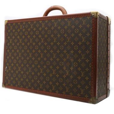 Valise Louis Vuitton  Alzer 60 en toile monogram marron et cuir naturel