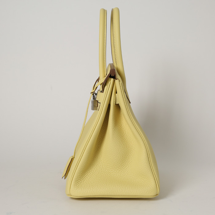 Borsa Hermès  Birkin 30 cm in pelle togo Jaune Poussin - Detail D7