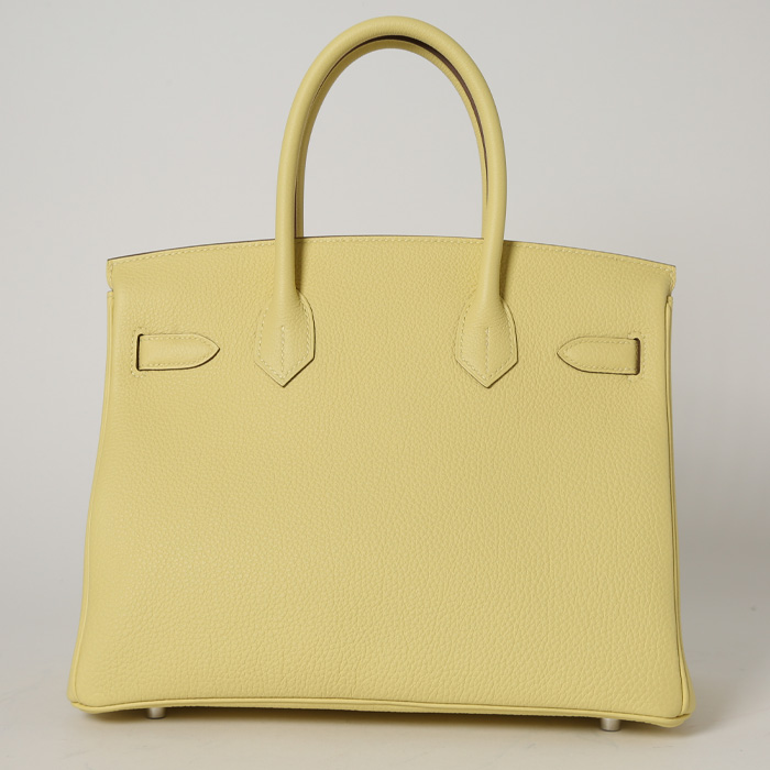 Bolso de mano Hermès  Birkin 30 cm en cuero togo Jaune Poussin - Detail D8