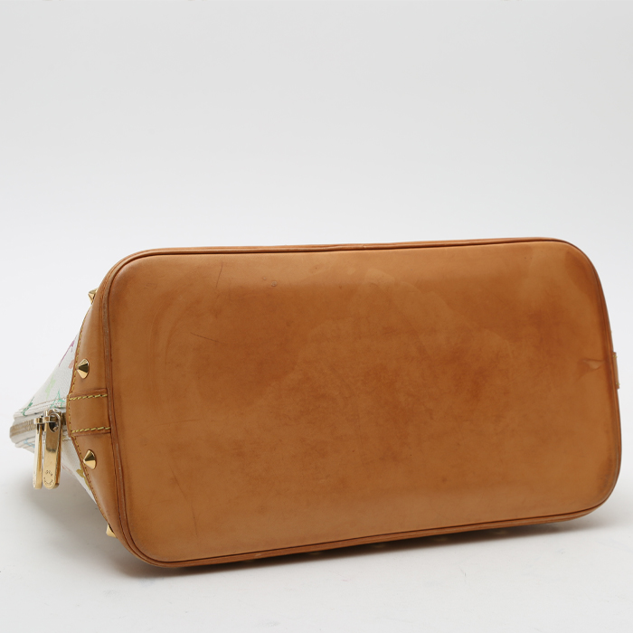 Bolso de mano Louis Vuitton  Editions Limitées en lona Monogram multicolor y cuero natural - Detail D4