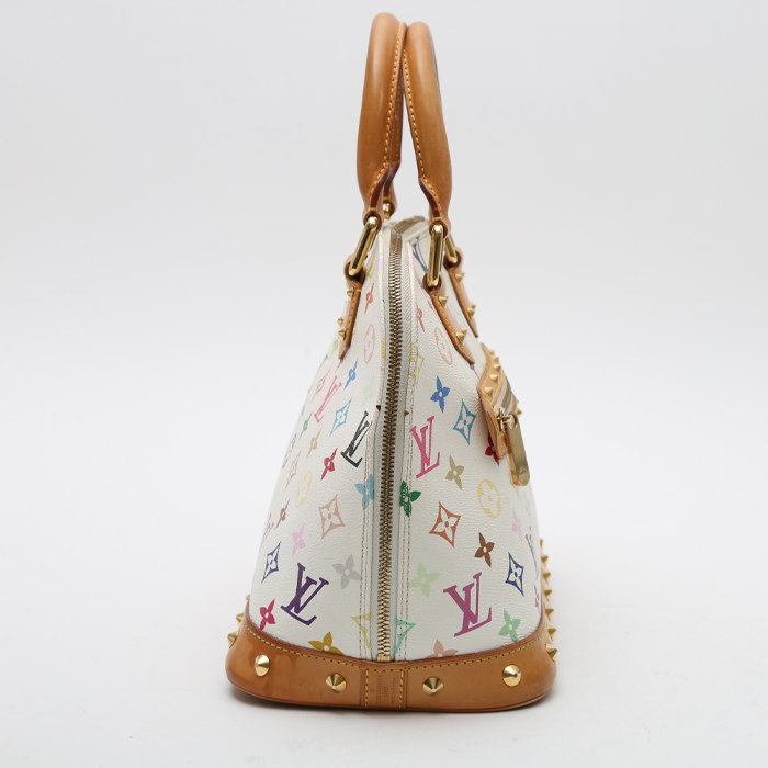 Bolso de mano Louis Vuitton  Editions Limitées en lona Monogram multicolor y cuero natural - Detail D6