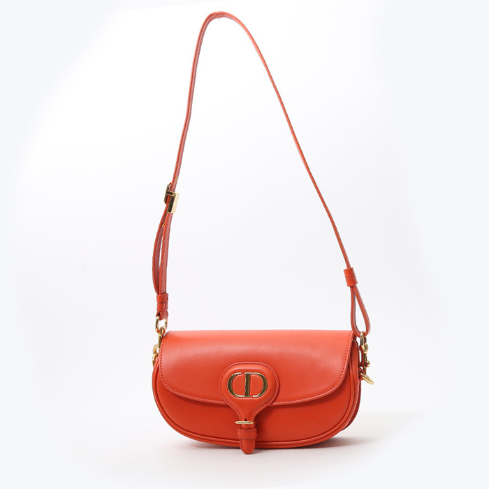 Sac bandoulière Dior Bobby East-West en cuir orange - Detail D2