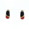 Vintage   1970's earrings in yellow gold, coral and onyx - 360 thumbnail