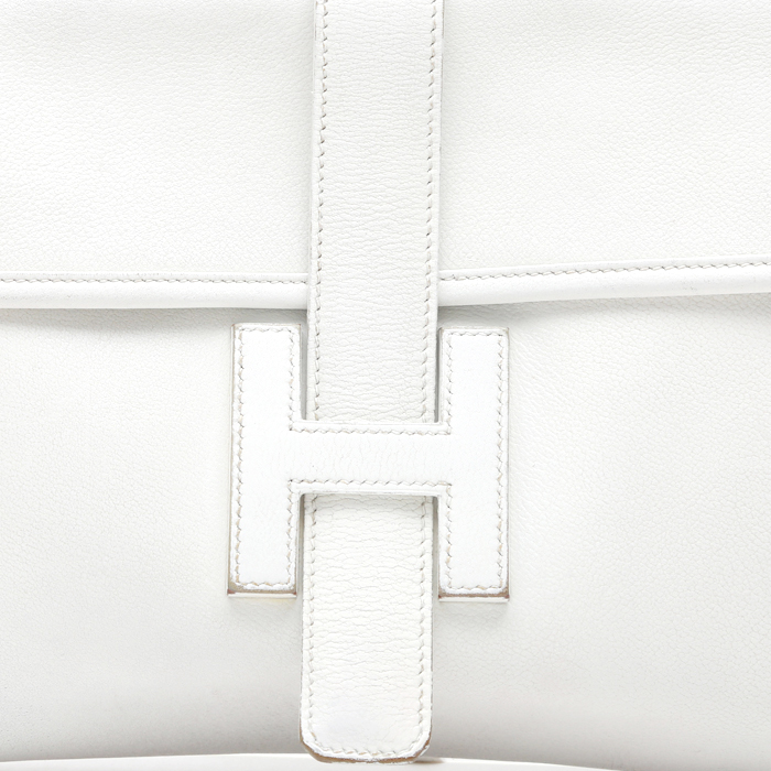 Bolsito de mano Hermès  Jige en cuero swift blanco - Detail D1