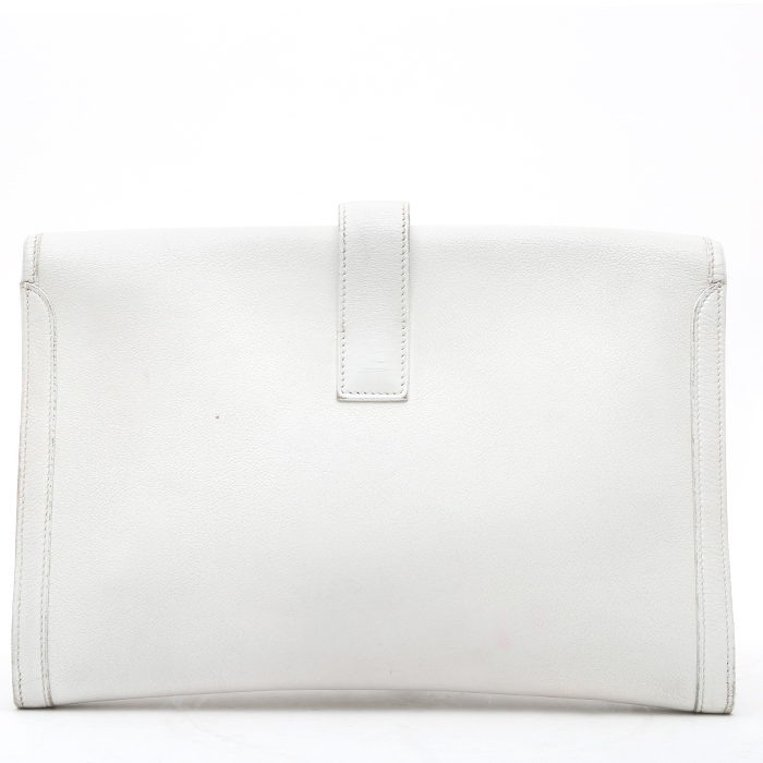 Bolsito de mano Hermès  Jige en cuero swift blanco - Detail D8
