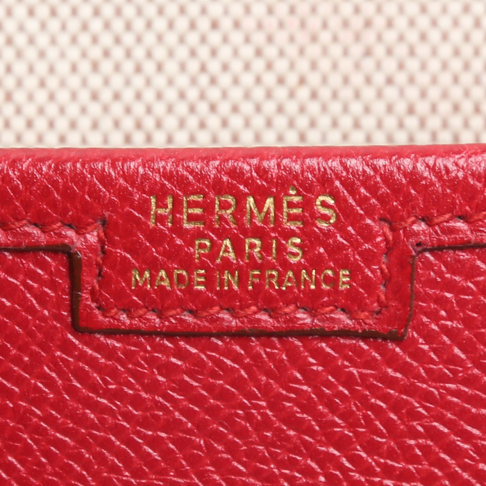 Pochette Hermès  Jige en cuir Courchevel rouge - Detail D4